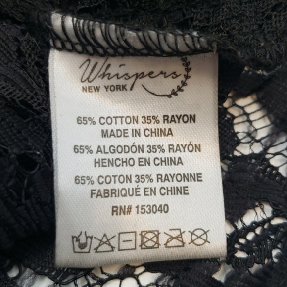 Whispers New York Lace Short Sleeve Black Textured Blouse - Picture 11 of 12